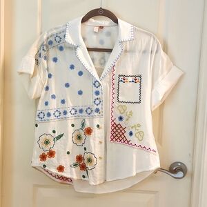 NWOT Pilcro Anthropologie embroidered blouse